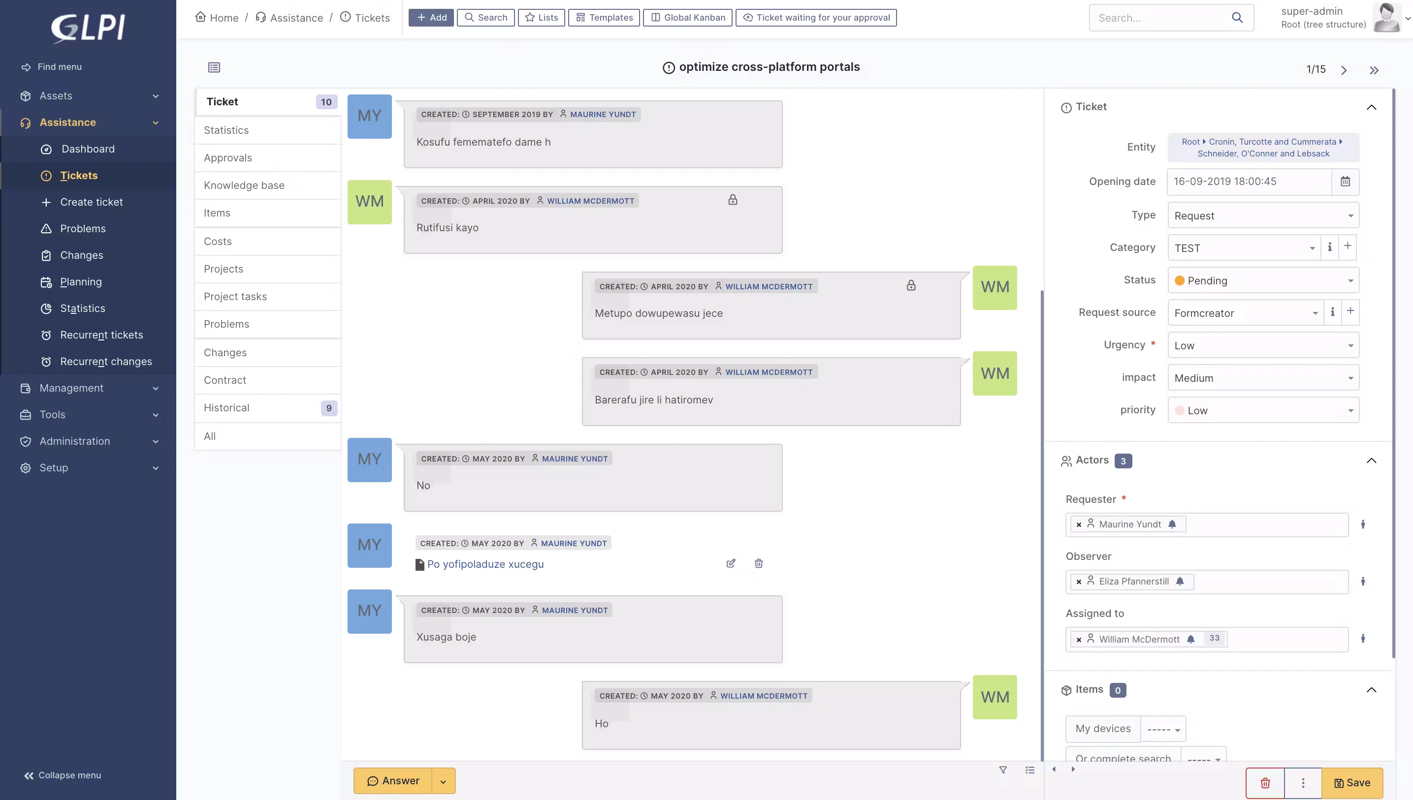 Gestion des tickets
